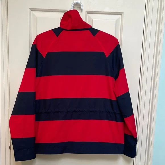 Noisy May sz L Red Navy Wide Stripe Jacket nautical fisherman - Picture 2 of 10